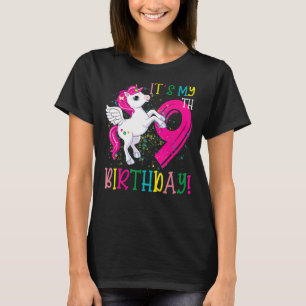 Camiseta É meu nono aniversário Unicórnio de 9 anos