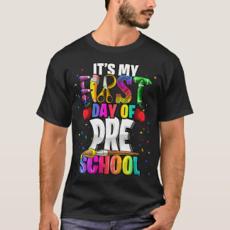 Camiseta É Meu Primeiro Dia De Pré-Escola Arte De Volta À E