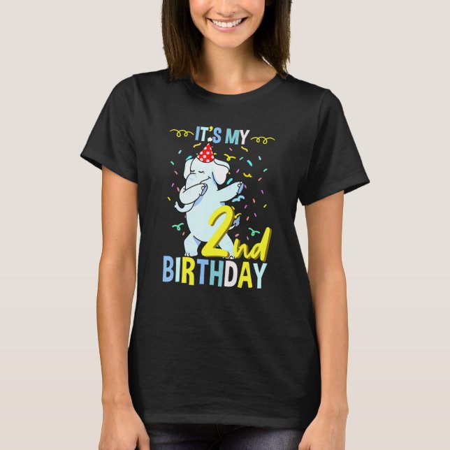 Camiseta É Meu segundo aniversário Dabbing Elephant (Frente)