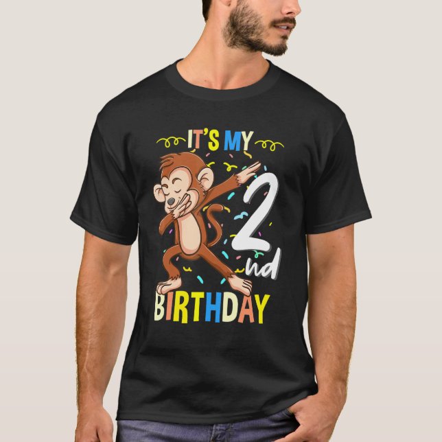 Camiseta É Meu segundo aniversário Dabitando De Macaco (Frente)