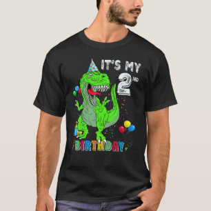 Camiseta É meu segundo aniversário Feliz Dinossauro 2 Anos