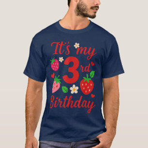 Camiseta É Minha aniversário de 3 anos Cute Strawberry Que