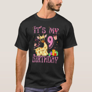 Camiseta É Minha Girafa De Aniversário De 9 Anos Girafa