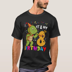Camiseta É minha tartaruga de aniversário, tenho 8 anos Tor