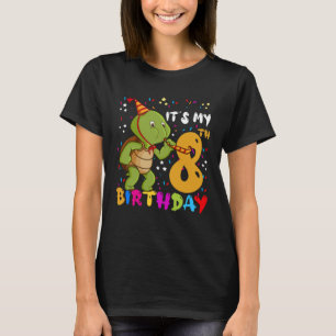 Camiseta É minha tartaruga de aniversário, tenho 8 anos Tor