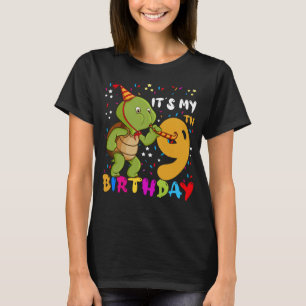 Camiseta É minha tartaruga de aniversário, tenho 9 anos Tor
