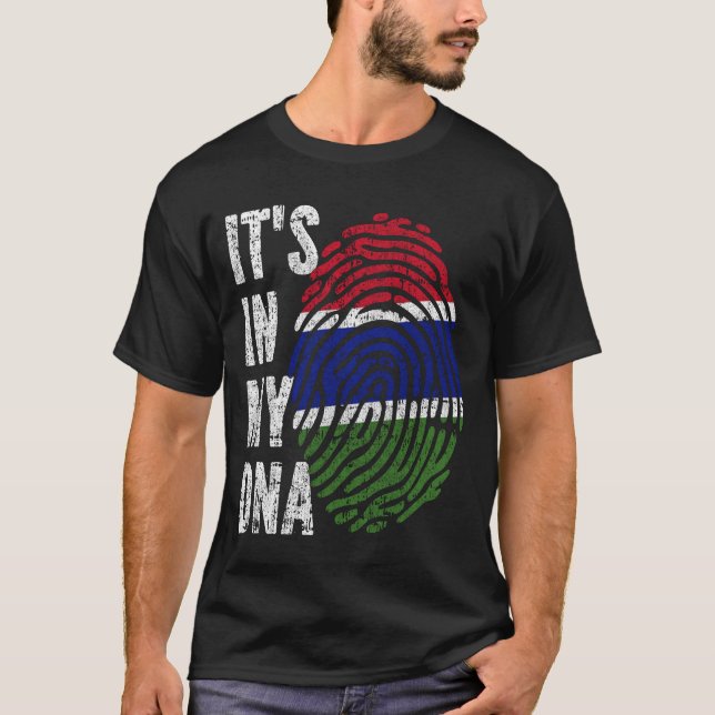 Camiseta É NO MEU DNA, A Gâmbia Sinaliza Homens Mulheres Cr (Frente)