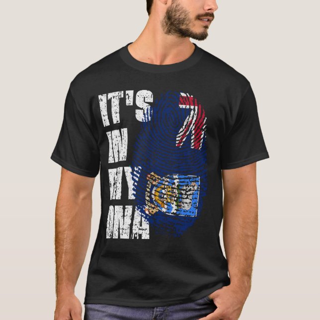 Camiseta É NO MEU DNA, A Garota das Ilhas Malvinas. (Frente)