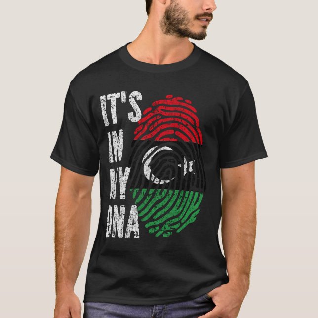 Camiseta É NO MEU DNA, Líbios, Sinalizadores Mulheres Crian (Frente)