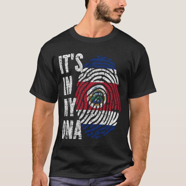 Camiseta É NO MEU DNA, O Homem da Costa Rica, Mulheres Cria (Frente)