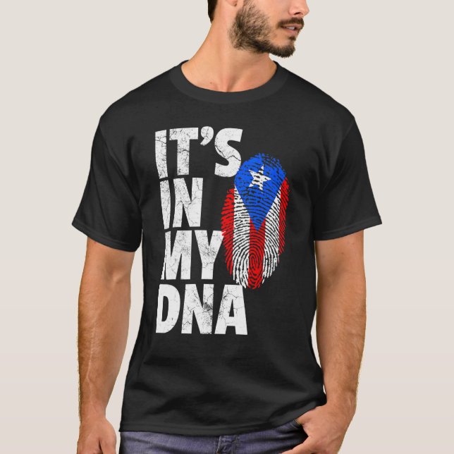 Camiseta É No Meu Dna Porto Rico, Homens De Bandeira Riquen (Frente)