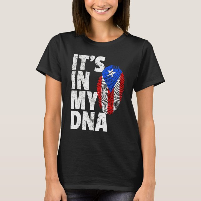 Camiseta É no meu Dna Porto Rico, mulheres moças (Frente)
