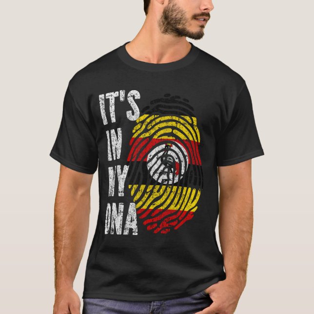 Camiseta É NO MEU DNA Uganda Flag Men Mulheres Crianças (Frente)