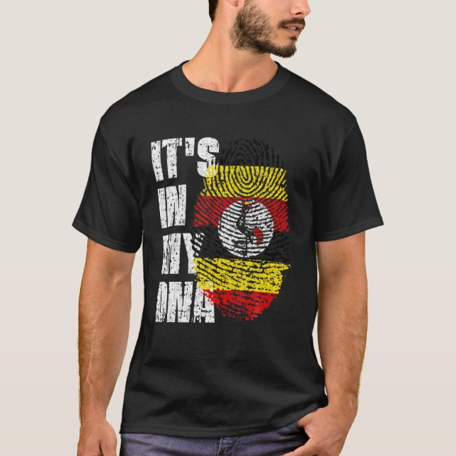 Camiseta É NO MEU DNA Uganda Flag Uganda (Frente)
