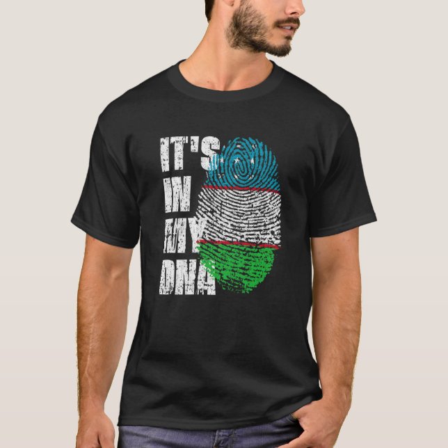Camiseta É NO MEU DNA Usbequistão Sinalizador Usbeque (Frente)