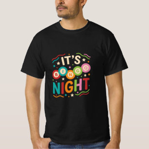 Camiseta É Noite de Bingo Colorido Bingo Retro Divertido da