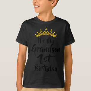 Camiseta É o 1º Aniversário do Meu Neto Coroa Feliz 1 Ano O