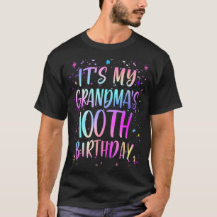 Camiseta É o 100º Aniversário da Minha Avó Colorido Feliz 1