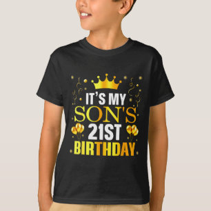 Camiseta É o 21º Aniversário do Meu Filho Feliz Aniversário