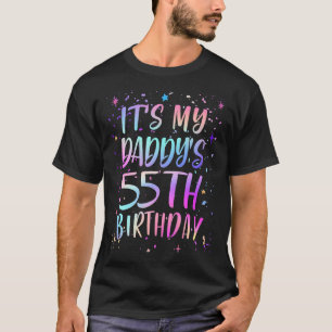 Camiseta É o 55º Aniversário do Meu Papai Colorido Feliz 55