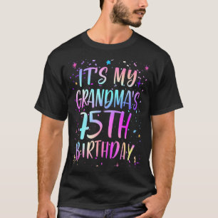 Camiseta É o 75º Aniversário da Minha Avó Colorido Feliz 75