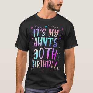 Camiseta É o 90º Aniversário da Minha Tia Colorido Feliz 90