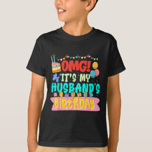 Camiseta É o aniversário do meu marido, feliz eu sua esposa