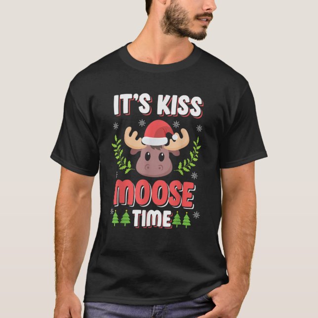 Camiseta É o Beijo Moose Time Tocando Palavras para o Natal (Frente)
