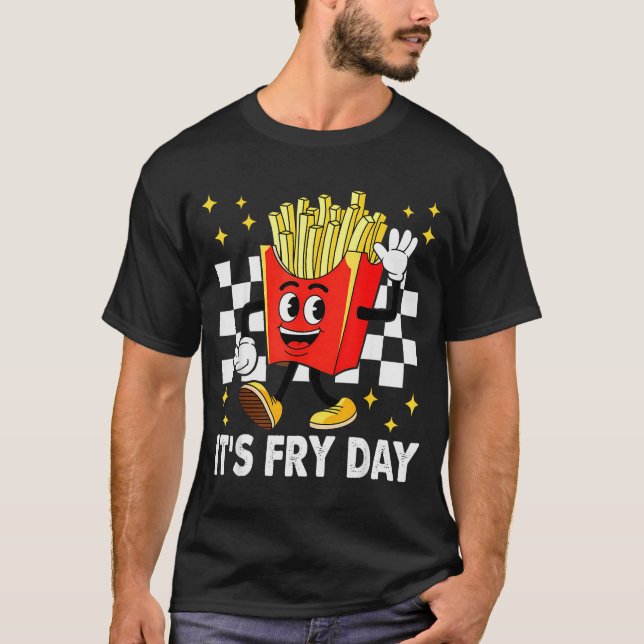 Camiseta É o Dia da Batata Frita - Comida Rápida de Batatas (Frente)