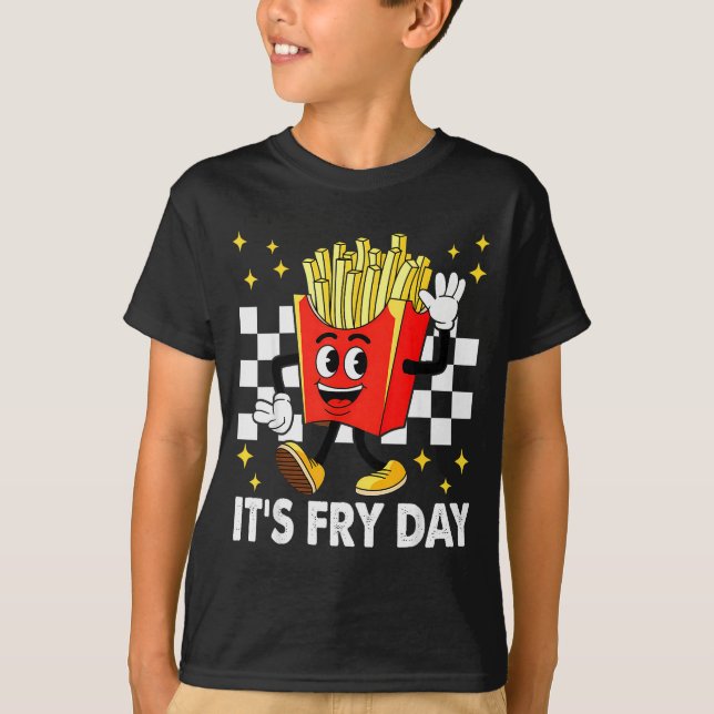Camiseta É o Dia da Batata Frita - Comida Rápida de Batatas (Frente)