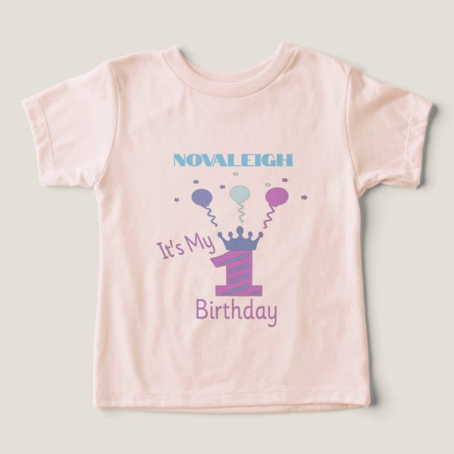 Camiseta É o meu 1º aniversário, meninas (Design frontal)