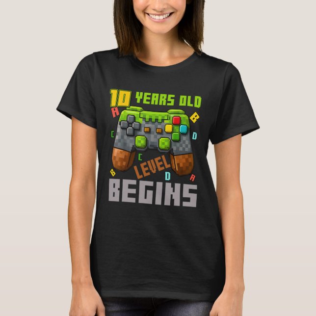 Camiseta É o meu 10º aniversário Pixel Gaming Controller 10 (Frente)