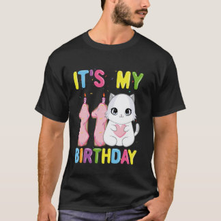 Camiseta É o Meu 11º Aniversário Garota Gato Ragdoll de 11 