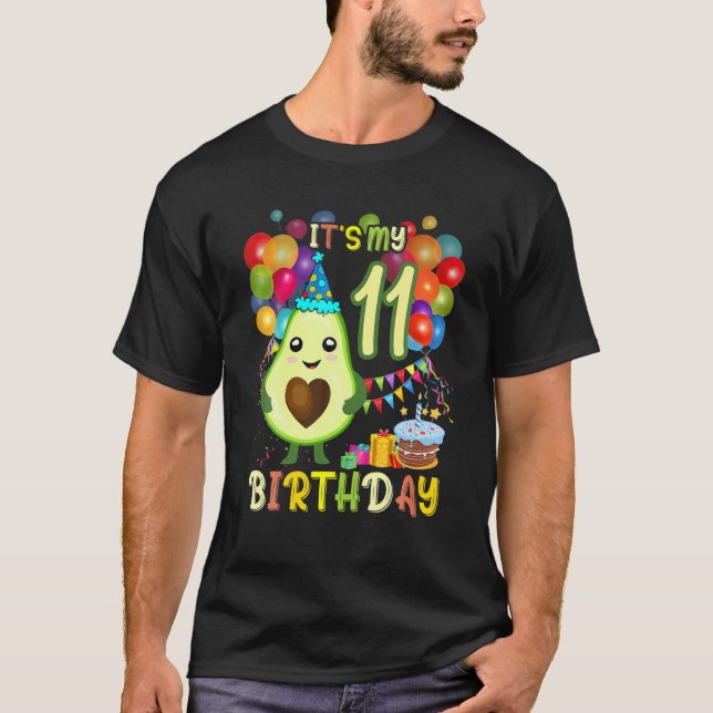 Camiseta É O Meu 11 Avocado Avocado Festa de aniversário Cu (Frente)