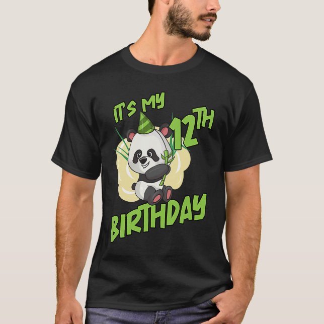 Camiseta É O Meu 12 Aniversário Panda (Frente)