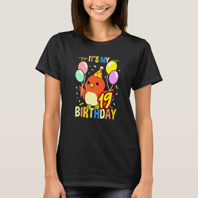 Camiseta É o meu 19.º Aniversário Pássaro (Frente)