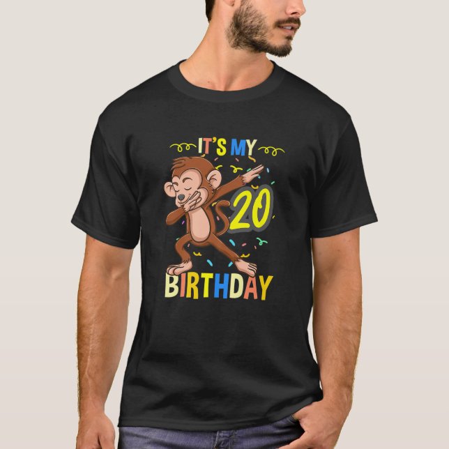 Camiseta É O Meu 20 Aniversário A Dabbing Macaco (Frente)