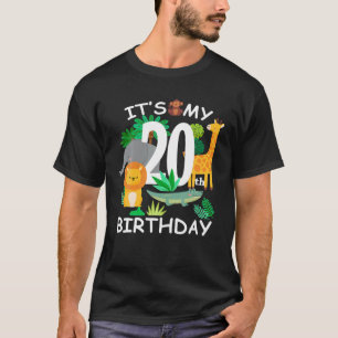 Camiseta É o meu 20 Aniversário Zoo Animal Feliz Dia B 20