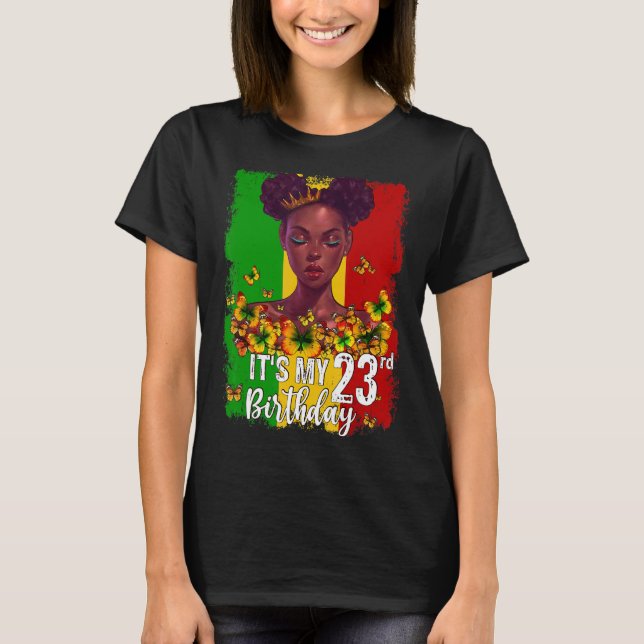 Camiseta É o meu 23º Aniversário, 23 anos Melanina Negra (Frente)