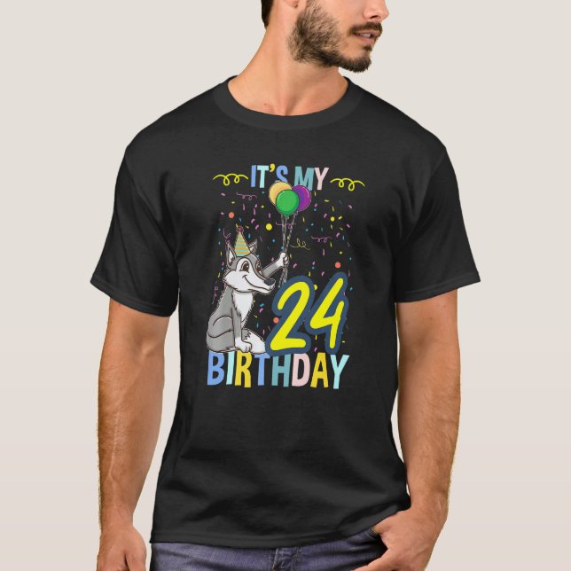 Camiseta É o meu 24º Lobo de Aniversário (Frente)