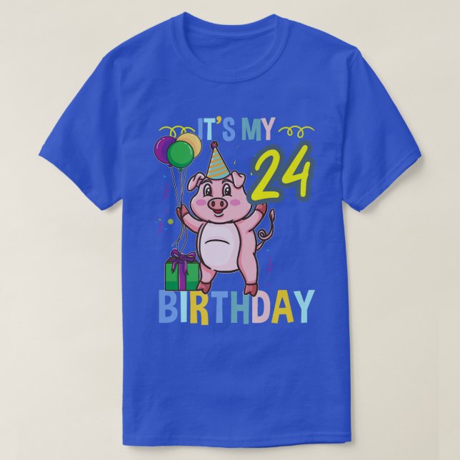 Camiseta É o meu 24.º Aniversário Prêmio de Porco (Frente do Design)