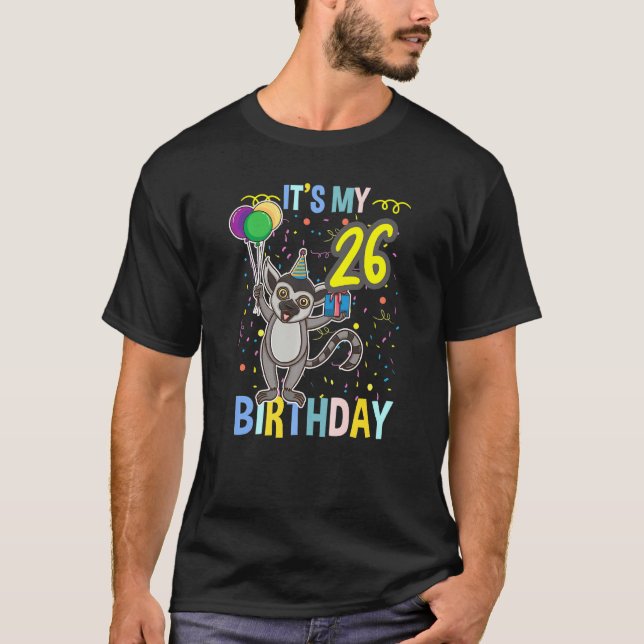Camiseta É o meu 26º aniversário Lemur (Frente)
