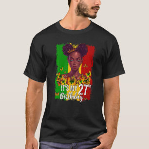 Camiseta É o meu 27º aniversário, 27 anos Melanina Negra