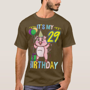 Camiseta É o meu 29º aniversário, Cute Pig 3325