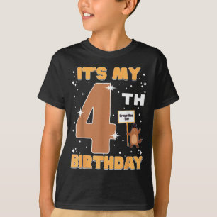 Camiseta É o meu 4º aniversário Dia da Marmota Menina de 4