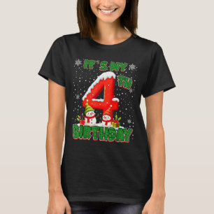 Camiseta É o meu 4º aniversário Papai Noel de Natal 4 anos