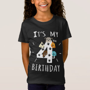 Camiseta É o meu 4º Aniversário Tema do Sobrinho dos Cachor