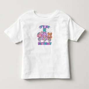 Camiseta É o meu 5º aniversário Festa de Meninas Fofas Kawa