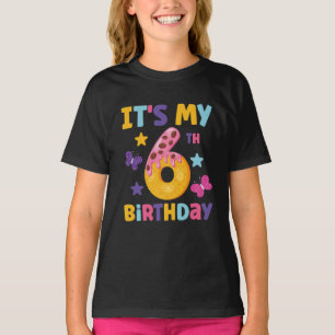Camiseta É o meu 6º aniversário Doce Candy Menina de 6 anos
