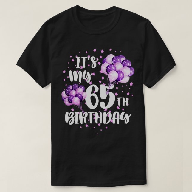 Camiseta É o meu 65º aniversário, feliz aniversário, estrel (Frente do Design)